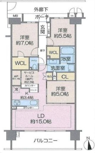 桜堤庭園テラス 4階 間取り図