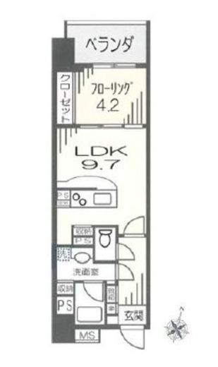 グローリオ新中野ブランデコ 7階 間取り図