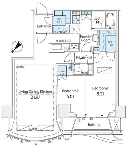 パークコート神宮北参道ザタワー 21階 間取り図