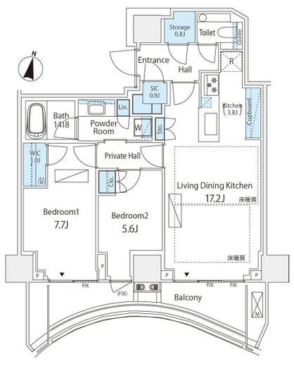 パークコート神宮北参道ザタワー 21階 間取り図