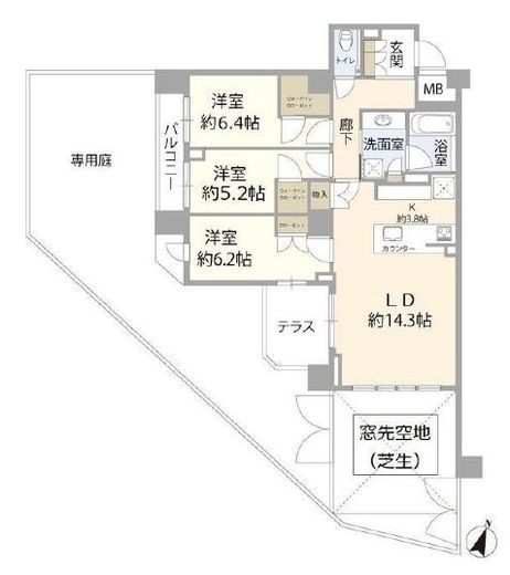 ブランズ碑文谷 1階 間取り図