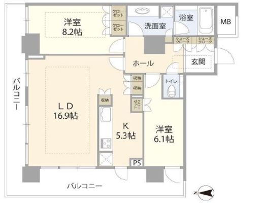 ザ・リバープレイスイーストタワー 7階 間取り図
