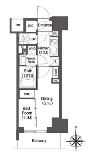コンフォリア東新宿 1012 間取り図