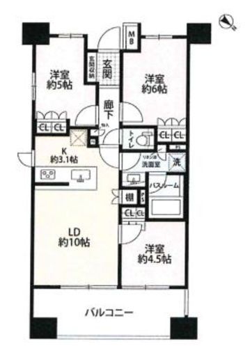 ライオンズ新小岩グランフォート 2階 間取り図