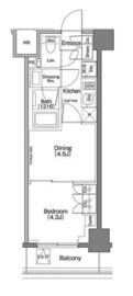 ザ・パークハビオSOHO祐天寺 407 間取り図