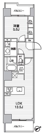 シーズンフラッツ武蔵小山 502 間取り図