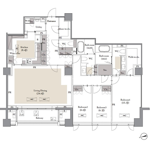 六本木プラシッド (ROPPONGI PLACID) 402 間取り図