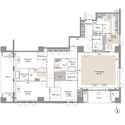 六本木プラシッド (ROPPONGI PLACID) 101 間取り図
