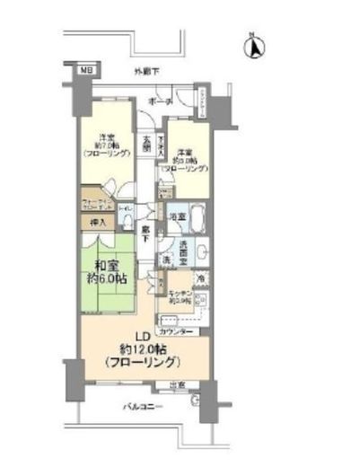 オーベルグランディオ砂町水辺公園 3階 間取り図
