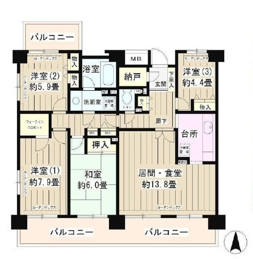 フレスコ川崎 808 間取り図