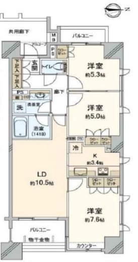 パークハウス中野ディーセント 9階 間取り図