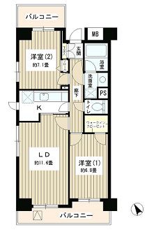 プライムアーバン目黒リバーフロント 1301 間取り図