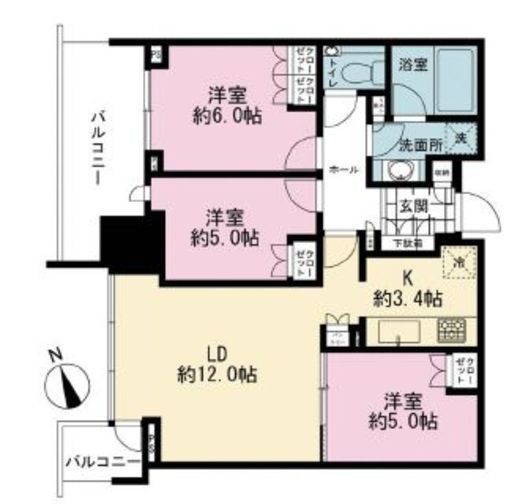 ブランズタワー芝浦 6階 間取り図
