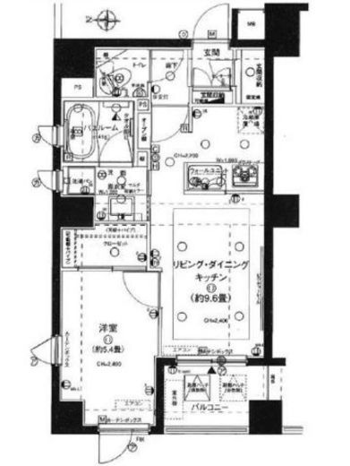 グリーンパーク八丁堀桜川公園 4階 間取り図