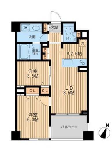 クリオ上野毛ラ・モード 2階 間取り図