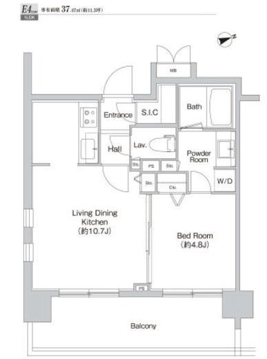 プライムアーバン神楽坂 1107 間取り図