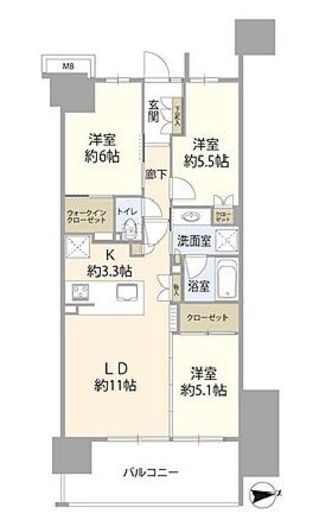 ルネ南砂町リバーフィール 12階 間取り図