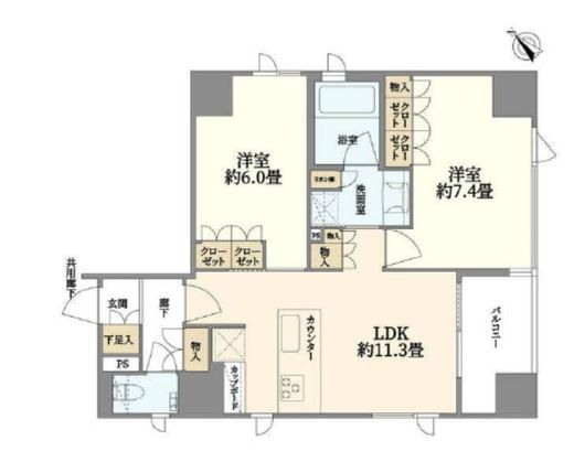 グリーンパーク築地 2階 間取り図
