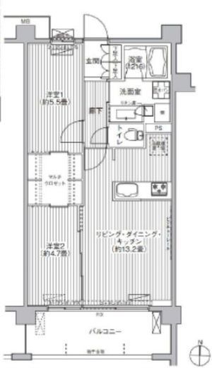 グランフェリシア経堂赤堤 1階 間取り図