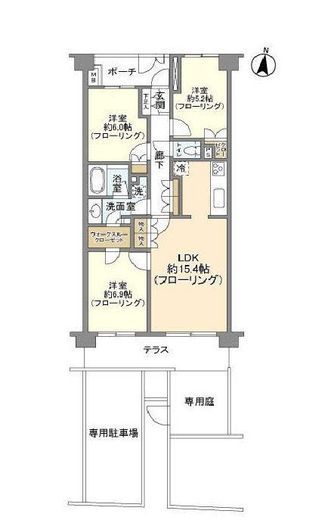 パークハウス溝の口ガーデンコート 1階 間取り図