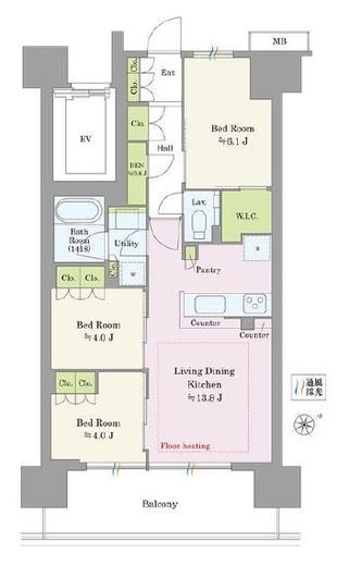 プレミスト新小岩ルネ 14階 間取り図