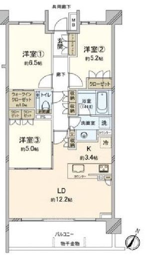 ザ・パークハウス千歳烏山グローリオ 3階 間取り図