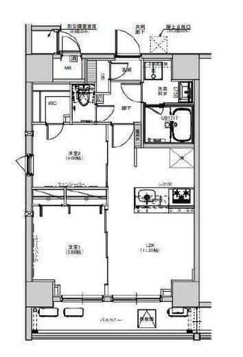 S-RESIDENCE綾瀬rivie (エスレジデンス綾瀬リヴィエ) 1102 間取り図