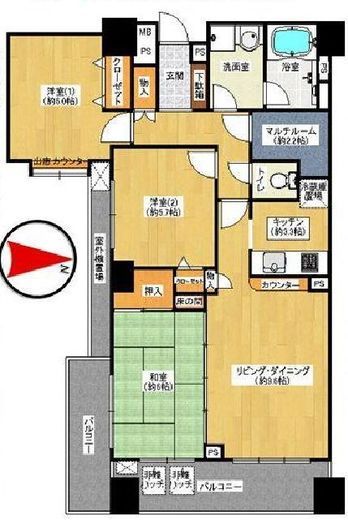 デュオ・スカーラ新宿 5階 間取り図