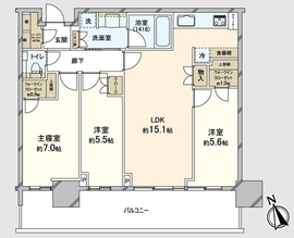 パークタワー勝どきミッド/サウス 23階 間取り図