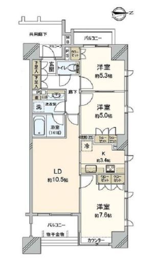 パークハウス新中野ディーセント 9階 間取り図