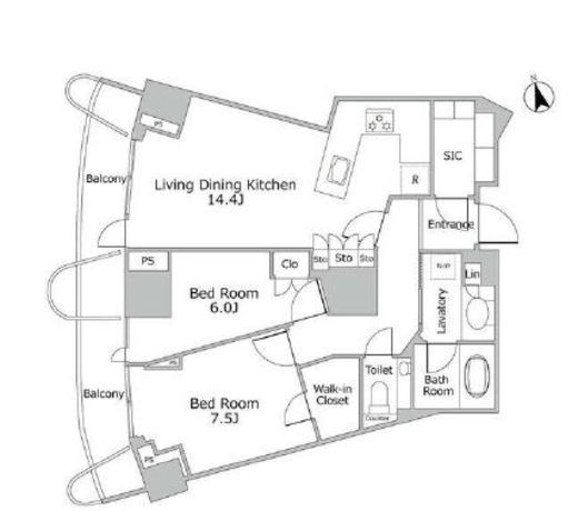 パークコート神宮北参道ザタワー 16階 間取り図
