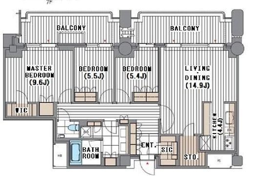麻布台ヒルズガーデンプラザレジデンス 7階 間取り図