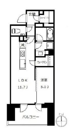 プラウド新宿牛込柳町 3階 間取り図