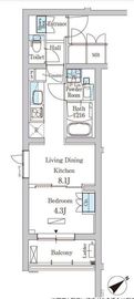パークアクシス北千束MOCXION 206 間取り図