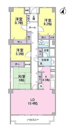 アドリーム大倉山 4階 間取り図