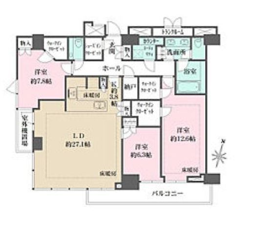 パークコート千代田一番町 11階 間取り図