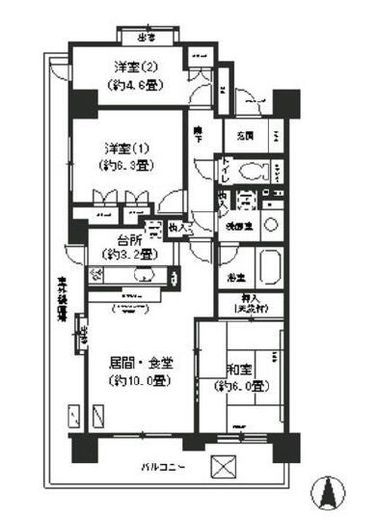 川崎パークホームズ 6階 間取り図