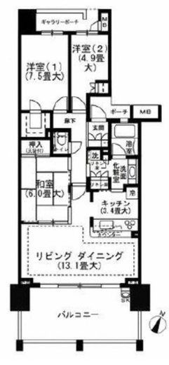 ドレッセ青葉台 5階 間取り図
