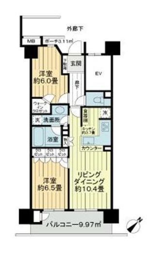 オーベル葛西ベイパークス 6階 間取り図