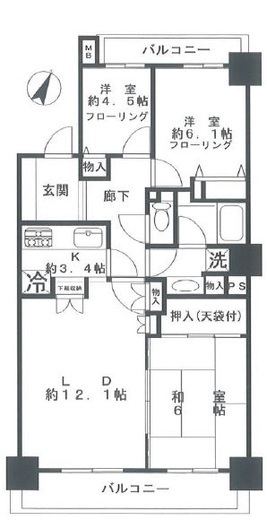 ヴィルヌーブタワー駒沢 3階 間取り図