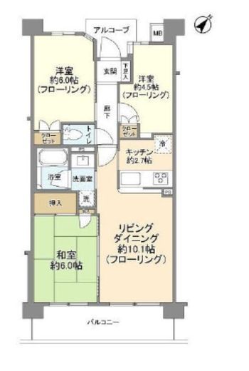 ナイスシティアリーナ横濱鶴見 6階 間取り図