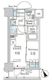 パークアクシス日本橋茅場町ステーションゲート 603 間取り図