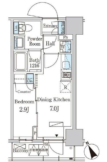パークアクシス日本橋茅場町ステーションゲート 602 間取り図