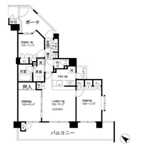 センシア山手大塚 7階 間取り図