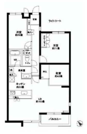 カスタリア北沢 402 間取り図