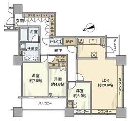 芝浦アイランド グローヴタワー 45階 間取り図