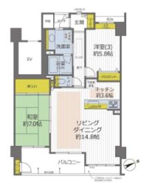 コスモ北千住ロイヤルフォルム 8階 間取り図