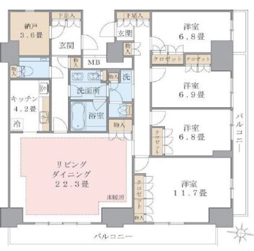 ブリリアイスト東雲キャナルコート 1028 間取り図