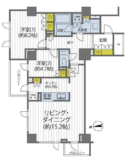フォルム市谷加賀町 2階 間取り図