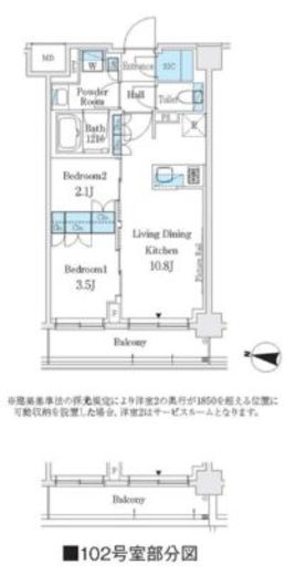 J.GRAN Court 品川西大井WEST 102 間取り図